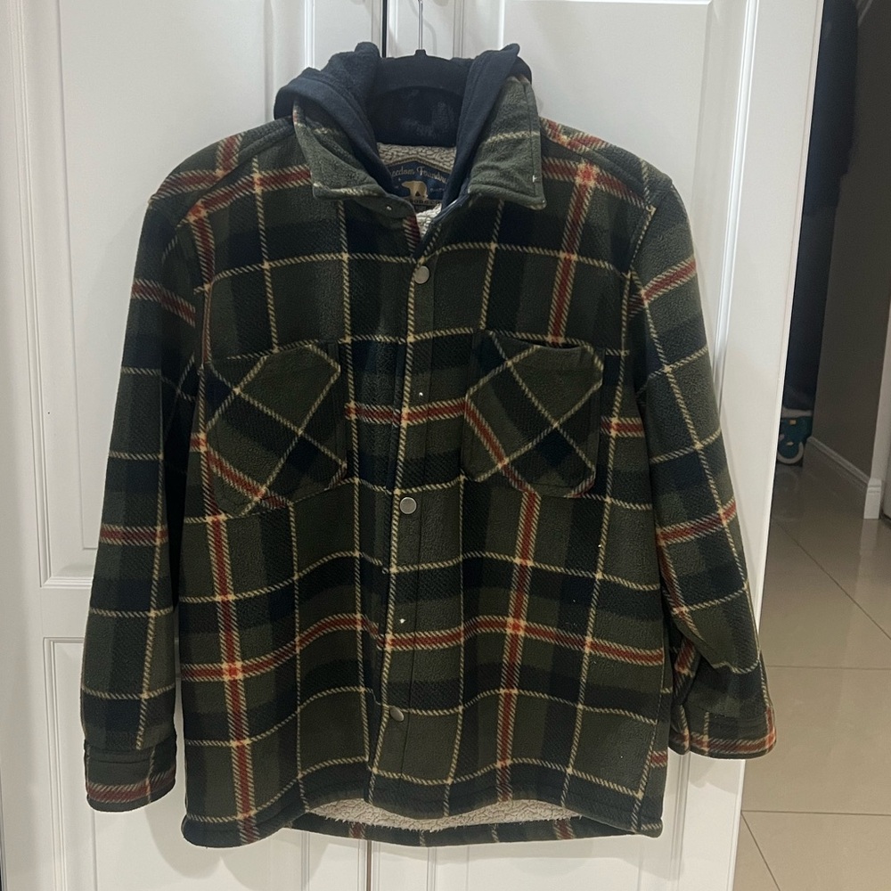Freedom Foundry Boy’s Sherpa Lined Hooded Flannel Jacket size L (14/16)